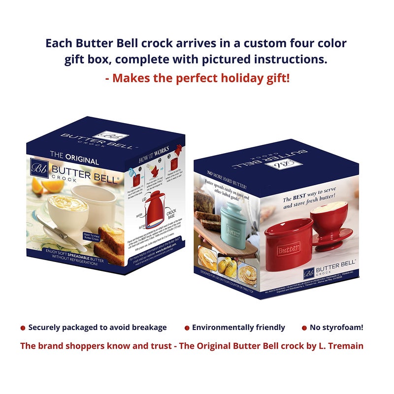 Butter Bell - The Original Butter Bell crock by L Tremain, a Countertop French Ceramic Butter Dish Keeper for Spreadable Butter, CafÃ© Matte Collection, Steel Gray - Image 4